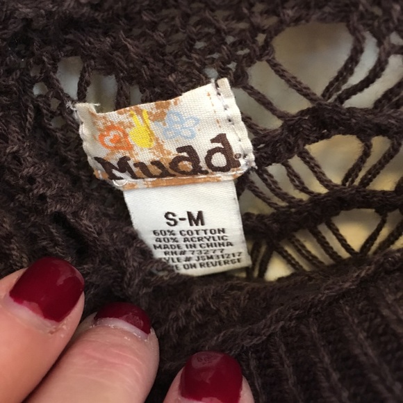 Brown knitted poncho - Picture 2 of 2